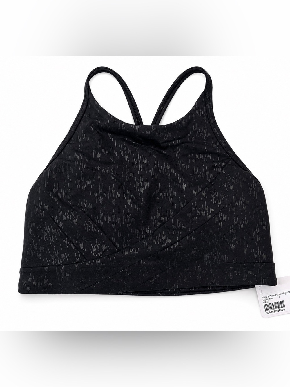 NWT Lululemon Flow Y Wrap-Front High Neck Bra Size 4 Black Print MFEI